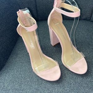 Streetwear Society faux Suede Sandals with clear toe strap size 7